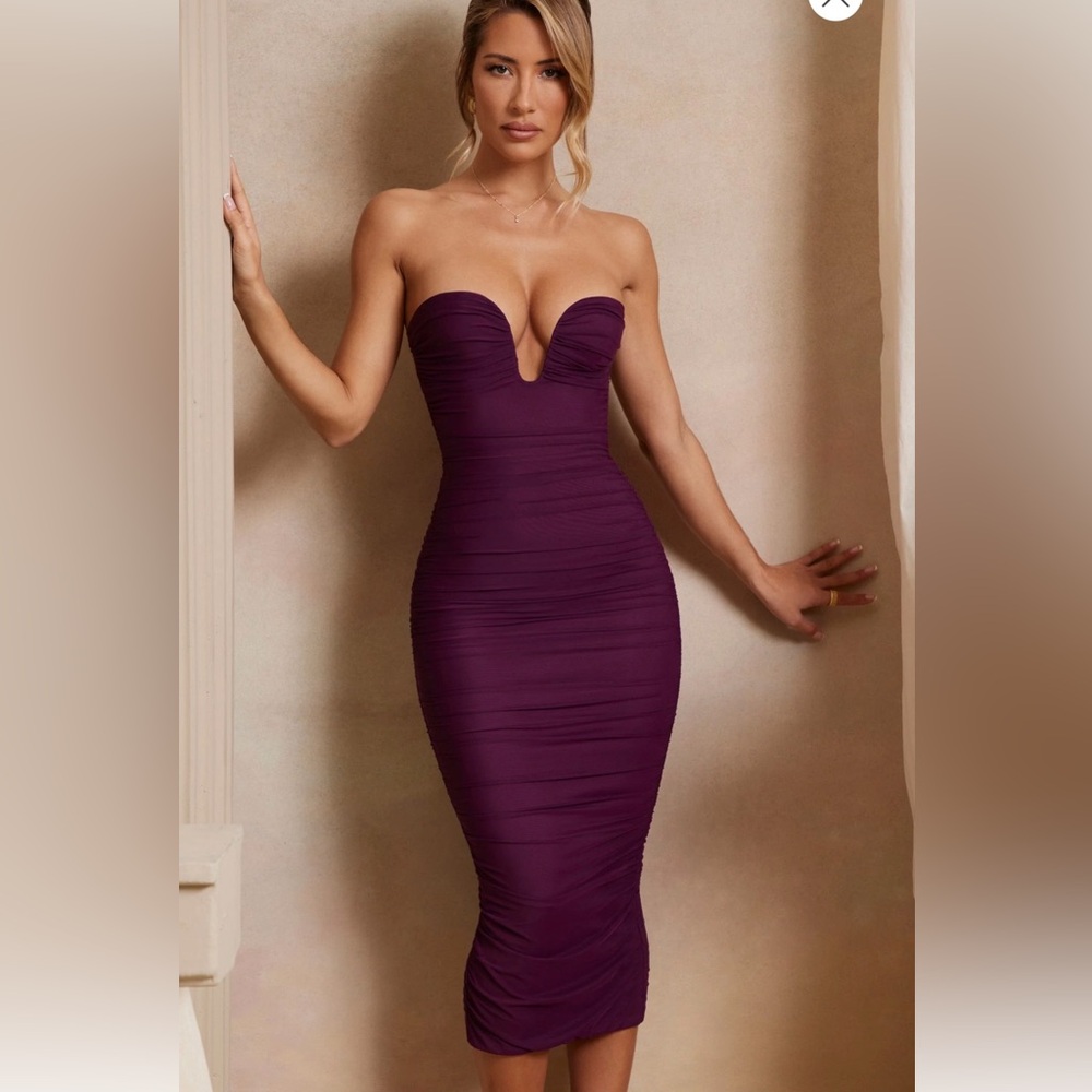 OH POLLY Elegant Purple Sweetheart Strapless Dress
